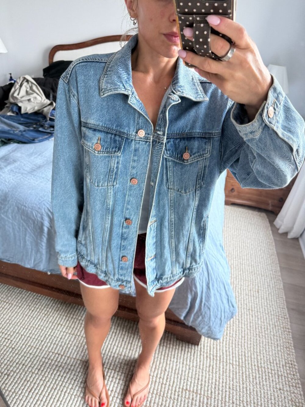 Quince Oversized Denim Trucker Jacket Medium Wash Size M